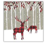 Pack of 8 Large Contemporary Charity Christmas Cards from Almanac - Tartan Stags in The Snow - Sold in Aid of ABF The Soldier's Charity (ALM-ALCX0441)