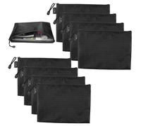 Pack of 8 Money Bags, Bank Bags, 18 x 24 cm Oxford Wallets, Document Bag with Robust Zip, A5 Document Bag, Waterproof Wallet, Bank Bag for School, Office & Travel, Black