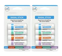 Pack of 8 Nasal Stick Smelling Pens for Clogged Nose Relief, Essential Oils and Menthol for Improved Breathing and Focus