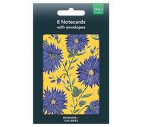 Pack of 8 Notecards - Blue Flowers Artistic Design - General Cards Suitable for Birthday and Other Occasions - Made in the UK - Eco-Friendly