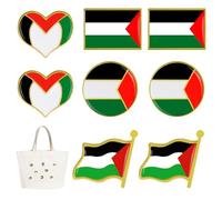 Pack of 8 Palestine Flag Badges, Palestine Flag Pin, Palestine Badge Metal Mini, Suitable for Clothing Decoration, Hat Decoration, Backpack Decoration
