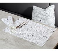 Pack of 8 Placemat, Rectangular, Single-Line Design, Cotton, White, PU 8, L. 50cm, W. 35cm