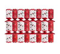 Pack of 8 Premium White Red Robin Holly Christmas Crackers - 12.5" Metallic Festive Xmas Holiday Dinner Table Decorations - Novelty Fun Prizes Gifts Contains Hats Jokes