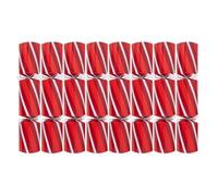 Pack of 8 Red Musical Whistle Christmas Crackers - 9.5" Metallic Festive Xmas Holiday Dinner Table Decorations - Family Game Novelty Fun Prizes Gifts Contains Hats Jokes
