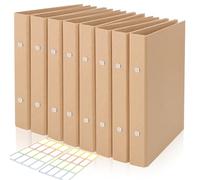 Pack of 8 Ring Binder A5, A5 Refillable Kraft Paper, Ring Binder Folder with 2 Rings, 17.5 x 23.5 cm Ring Binder, Kraft Paper Binder Tray with 2 Stickers Labelling for Travel Journals, Business Books