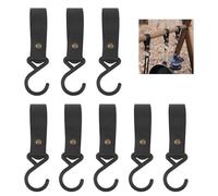 Pack of 8 S Hooks with Leather Loop, Hooks for Clothes Rail, Leather, S Camping Hooks, Black Leather Hooks for Hanging, Coat Hooks, Leather S Hooks, Leather Loop Hooks for Kitchen, Bathroom, Camping
