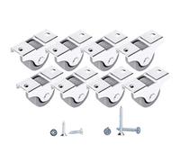Pack of 8 Small Wheel Castors - 25mm Rubber Casters for Furniture, Non-Swivel, Non-Plastic Appliance & Equipment - Screws Included (⌀25mm / 20kg)