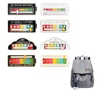 Pack of 8 Social Battery Pins, Funny Brooch for Social Mood for 7 Days, Interactive Mood Pins, Cute Brooch Pins for Social Interactions, Decoration (White, Black)