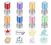 Pack of 8 Sorted Teacher Stamp, Teacher Reward Stamp, Review Stamps for Home School Prizes-Classroom Incentive Rewards- Classroom Essentials, for Kids School Student Homework