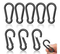 Pack of 8 Stainless Steel Carabiner Black Carabiner Hooks Large Carabiner Diameter 8 x 80 mm Karabin Stainless Steel Carabiner with Spring Hook for Backpack, Dog Lead, Camping, Tra