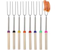 Pack of 8 Telescopic Barbecue Skewers, Marshmallow Skewers, Barbecue Skewers, Campfire, Stick Bread Sticks, Grill Fork, Campfire Skewers, Long, 31-81 cm Barbecue Cutlery Set for Camping Grill (8