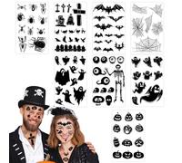 Pack of 8 Temporary Tattoos, Halloween Spiders Ghost Bat Tattoo, Realistic & Last Long Cosplay Stickers for Halloween, Horror Night Masquerade, Cosplay Theme Party, Carnival, Fancy Dress Accessories