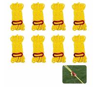 Pack of 8 tent ropes, camping reflective ropes, reflective guy ropes for tent, suitable for outdoor camping, for attaching tents, backpacks and other accessories (yellow)