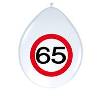 Pack of 8 UK Traffic Sign Latex Balloons 65th Birthday Party Decoration