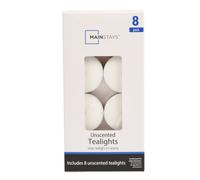 Pack of 8 White Unscented Tealight Candles