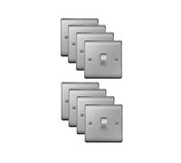 Pack of 8 x BG NBS12 Brushed Steel/Satin Chrome Single Light Switch -10amp 1 or 2 Way