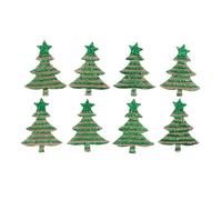 Pack of 8 x Self Adhesive Green Glittered Christmas Trees