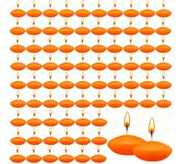 Pack of 80 Floating Candles, White, Unscented Floating Candles, Tea Lights Candles for Wedding Pool, Water Cup Decoration, for Valentine's Day, Halloween, Christmas (Orange)
