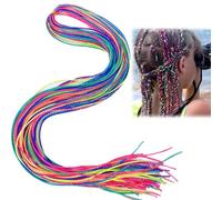 Pack of 80 Hair Strands for Braiding, Braiding Aid Hair, Hair Braids, Colourful Hair Wrap Cord, Various Gradient Colours, Hair Rope Band, Rainbow Braid Hair Scrunchie, DIY Ponytail Braids