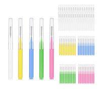Pack of 80 Interdental Brushes, 5 Sizes, Straight Interdental Brushes, 0.5 mm - 1.0 mm, Reusable Toothsticks for Sensitive Gums, Thoroughly Cleans Food Leftovers Between Teeth