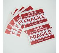 Pack of 80 Large Vinyl Fragile Stickers - Handle with Care Labels - Durable, Bold Design, 14.4cm x 9.4cm - On Top Packaging Ltd