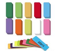 Pack of 80 Magnetic Strips Writeable 10 Colours Magnets for Writing on | Reusable Magnetic Signs 60 x 20 mm Wipe Clean Magnetic Labels for Whiteboard, Magnetic Board, Fridge