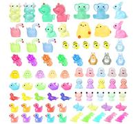 Pack of 80 Mini Luminous Resin Animals, Miniature Colourful Resin Small Rabbit Dinosaur Elephant Unicorns for Crafts Miniature Figures for Aquarium Dollhouse Miniature Garden Craft Pot Decorations