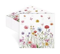 Pack of 80 Napkins Spring Napkins Flowers Wedding Spring Napkins Table Decoration for Wedding, Birthday, Spring, Easter