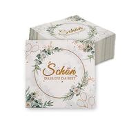 Pack of 80 Serviettes Schön Dass Du Da Bist, Serviettes Birthday, Wedding Napkins Eucalyptus Green for Communion, Confirmation, Christening, Birthday, Wedding
