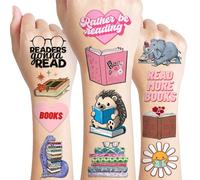 Pack of 85 Reading Book Library Temporary Tattoos Stickers Booklish Nerd Birthday Party Decorations Favors Accessories Gifts Boys Girls Teacher Adults Cute Inspirational Tattoo