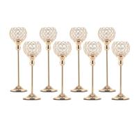Pack of 8pcs Candle Holders for Pillar Candles,Gold Candle Holders Bulk Wedding Centerpieces Metal Crystal Candlestick Holders Stand for Table Party Church Decor