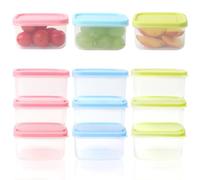 Pack of 9 200 ml Small Containers with Lids, Plastic, Stackable Freezer Containers, Small, Mini Containers with Lid, Rectangular Salad Dressing Containers, Mini, Storage Jars Small for Yogurt, Fruit