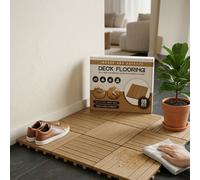 Pack Of 9 Acacia Wood Interlocking Deck Tiles Waterproof Flooring Tiles 30Cm X 30Cm
