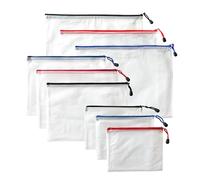 Pack of 9 Assorted Strong Mesh Bags - Black, Blue, Red - A3, A4, A5 - Tough Waterproof Storage
