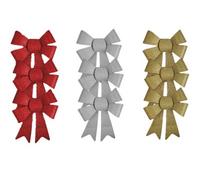 Pack Of 9 Christmas Red, Gold, Silver Present Gift Bows