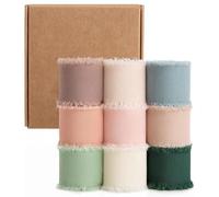 Pack of 9 Coloured Chiffon Ribbons for Wedding Decoration, Gift Wrapping and DIY Projects, Suitable for Handmade, DIY Ideas, Holiday Gift Decoration