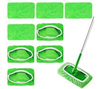 Pack of 9 Floor Cloths for Swiffer Sweeper Mops, Mop Covers for Swiffer Dry Floor Cloths, Microfibre Reusable Mop Pads Refill Pack for Wet Floor Cloths Cleaning Hard Floors Wooden Floors