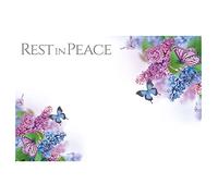 Pack of 9 Large Florist Sympathy Message Cards - 12.5 x 9cm - Style Choice (Flowers & Butterflies: Rest in Peace)