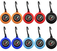 Pack of 9 Mini Compass Children, Multi-Colour Children's Mini Compass, Key Holder with and Carabiner, Bushcraft Compass, Hiking Activities, Portable, Universal, Camping, Outdoor Gifts