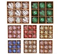 Pack of 9 Plastic Decorative Balls 8CM Diameter Featuring Glitter Transparent Finish for Use on Christmas Trees, Wreaths, and Various Celebrations ()