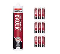 Pack of 9, Soudal Decorator Caulk Gap & Crack Filler Acrylic Silicone Adhesive Sealant