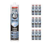 Pack of 9 Soudal Fix All Crystal Clear 100% Transparent Neutral Silicone Sealant Adhesive