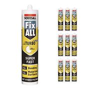 Pack of 9, Soudal Fix All Turbo Super-Fast Bonding High Tack SMX Sealant Strong Bond Adhesive Polymer Silicone