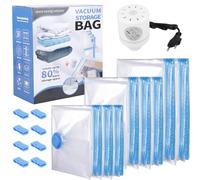 Pack of 9 Vacuum Bags for Clothes, Vacuum Bags for Duvets - 3 Sizes (100 x 80, 80 x 60, 50 x 70 cm), with Electric Air Pump, Reusable Vacuum Bags for Travel, Moving & Storage