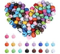 Pack of 90 bells for crafts, 22 mm metal bells, colourful small bells, bells with 20 m colourful rope for crafts, festival decoration, jewellery (18 colours)