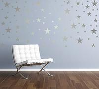 Pack of 90 MIXED size STARS, 1, 2 and 3 INCH star shapes wall art sticker decal, confetti stars, for baby boys, girls nursery, beauty salon, SILVER (METALLIC MATT)