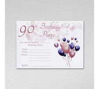 Pack of 90th Birthday Party Invitations: Rosegold Ninetieth Invites for Female/Girls Birthday Parties (Pack of 20 Rosegold Without Envelopes)