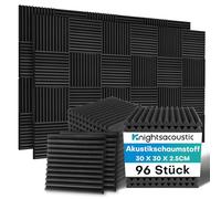 Pack of 96 Acoustic Foam Sound Insulation, 2.5 x 30 x 30 cm Sound Insulation Panels, Sound Insulation Foam Board, Acoustic Foam, Sound Insulation Acoustic Panels for Recording Studio, Podcasts
