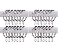 Pack of 96 Strong Metal Curtain Hooks Rings with Fixed eyelets for Curtain pole 25mm-28mm wide Silver Curtian Ring 30MM Internal Diameter
