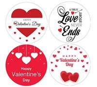 Pack of 96 Valentine's Stickers 30mm Couple Love Heart Sticker with Waterproof Ideal for Presentation, Sweet Cone SNP58 Packwith®